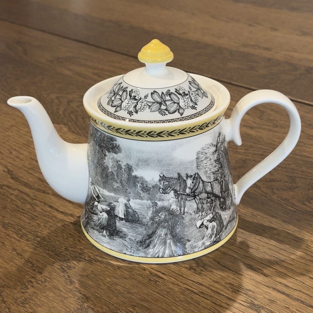 Villeroy & Boch Audun Ferme 6 Cup Teapot Made in Germany Porcelain Lidded Yellow